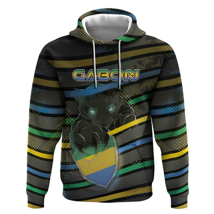 Personalized Gabon Hoodie Panther Strike Striped Style
