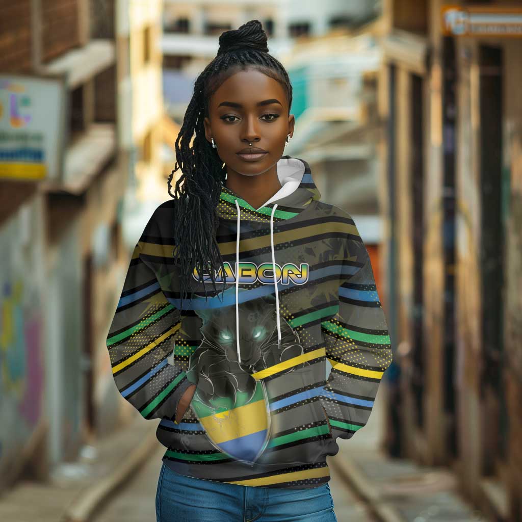 Personalized Gabon Hoodie Panther Strike Striped Style