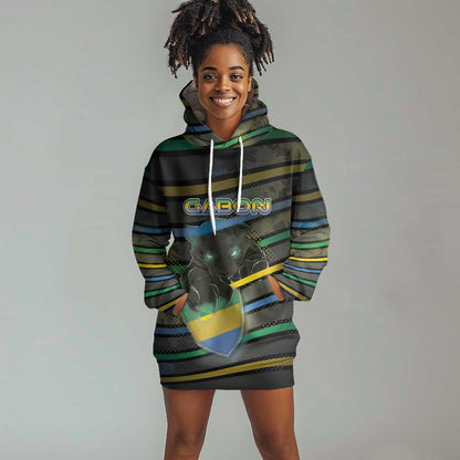 Personalized Gabon Hoodie Dress Panther Strike Striped Style