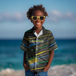 Personalized Gabon Kid Hawaiian Shirt Panther Strike Striped Style