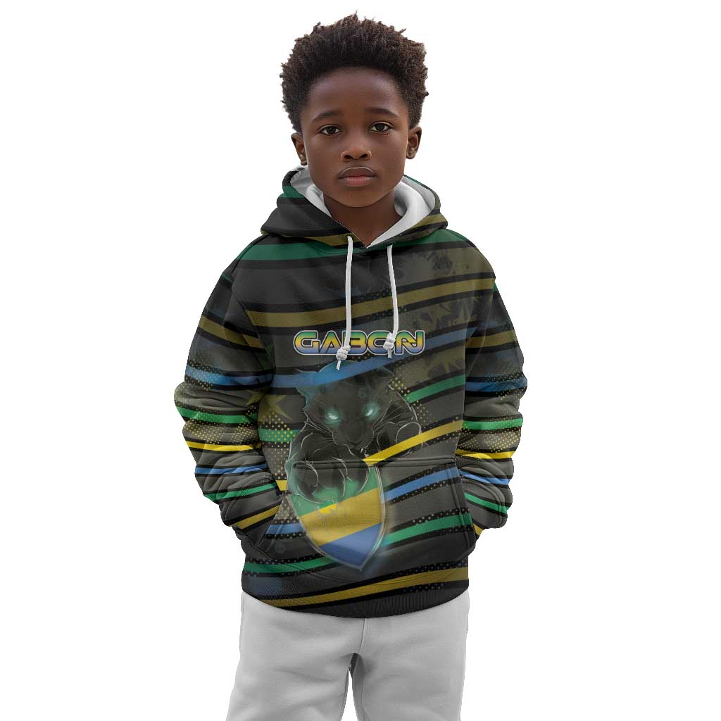 Personalized Gabon Kid Hoodie Panther Strike Striped Style