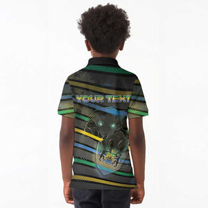 Personalized Gabon Kid Polo Shirt Panther Strike Striped Style