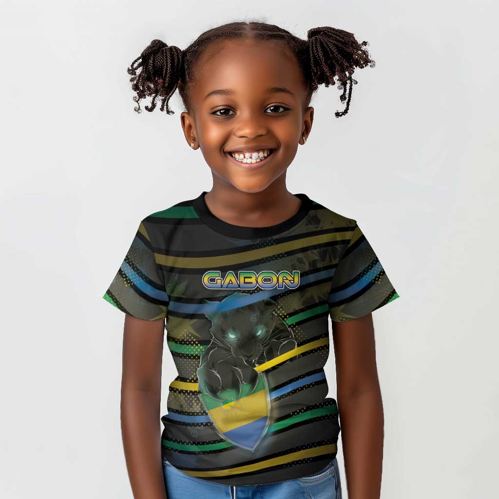 Personalized Gabon Kid T shirt Panther Strike Striped Style