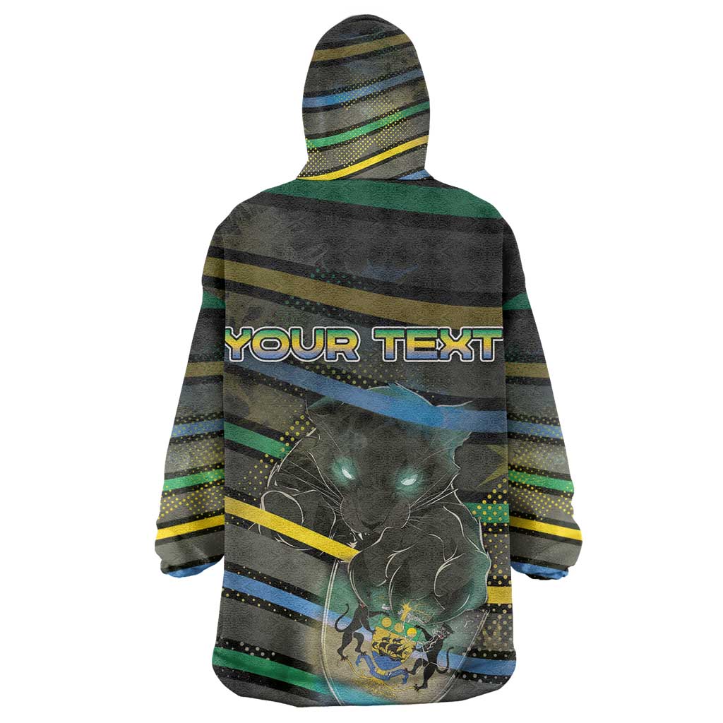 Personalized Gabon Kid Wearable Blanket Hoodie Panther Strike Striped Style