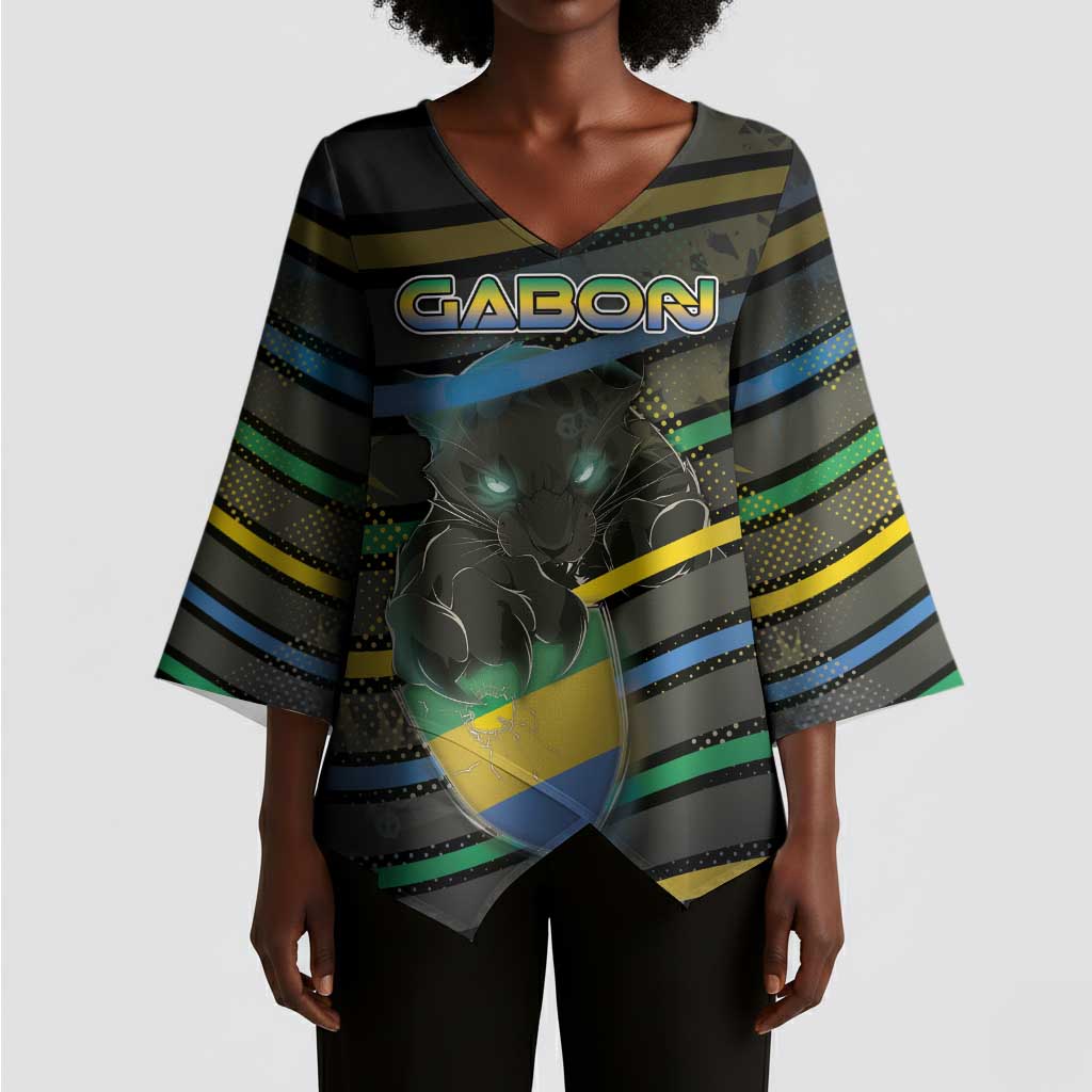 Personalized Gabon Kimono Sleeve Blouse Panther Strike Striped Style