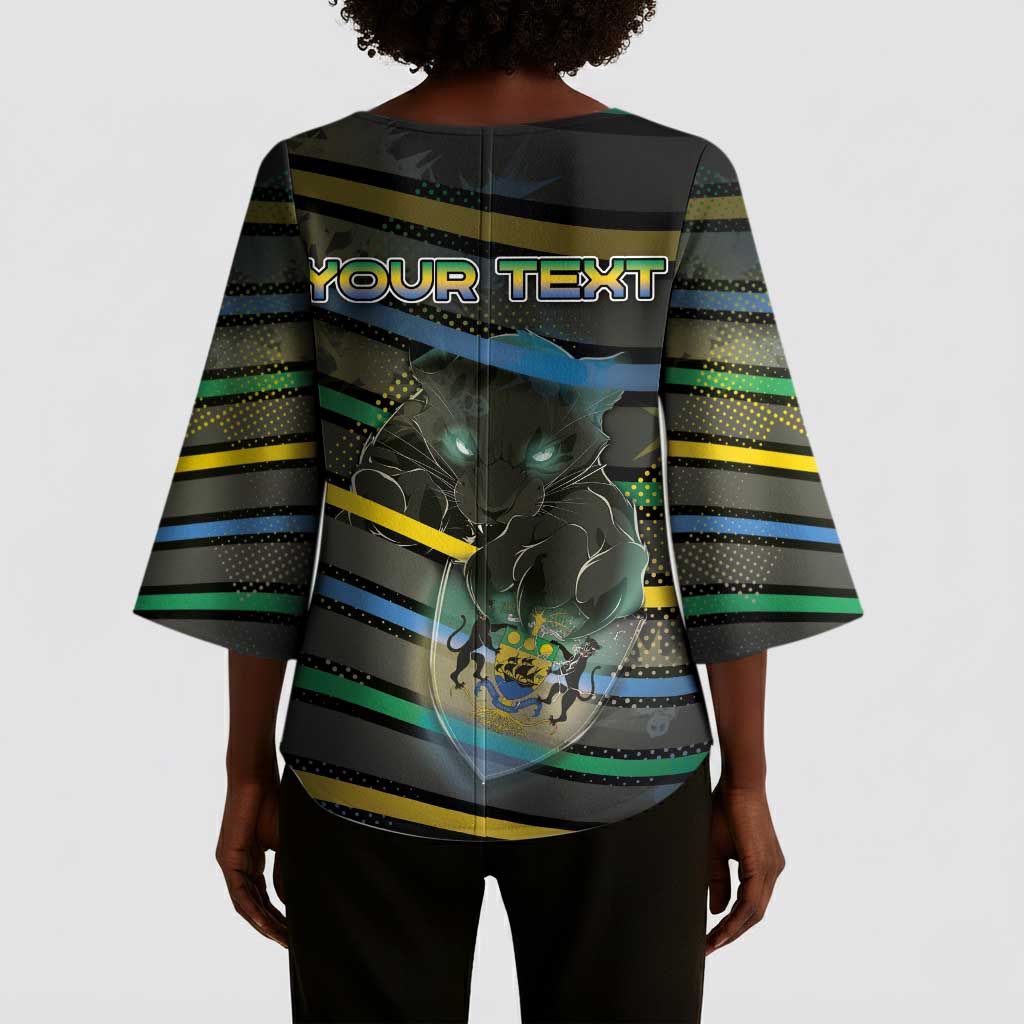 Personalized Gabon Kimono Sleeve Blouse Panther Strike Striped Style