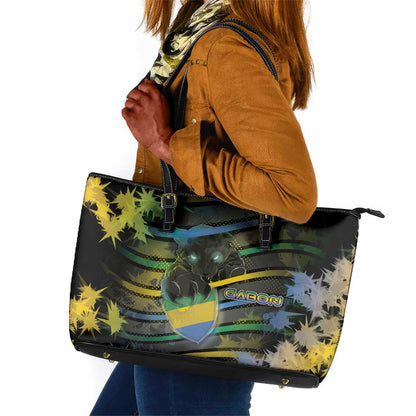 Gabon Leather Tote Bag Panther Strike Striped Style