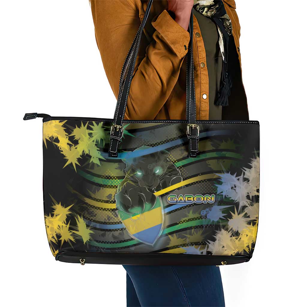 Gabon Leather Tote Bag Panther Strike Striped Style