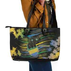 Gabon Leather Tote Bag Panther Strike Striped Style