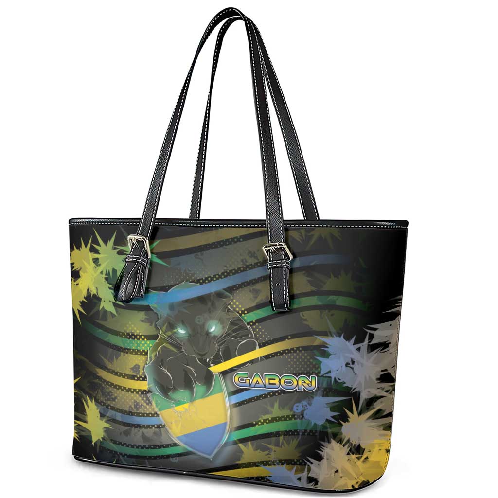 Gabon Leather Tote Bag Panther Strike Striped Style