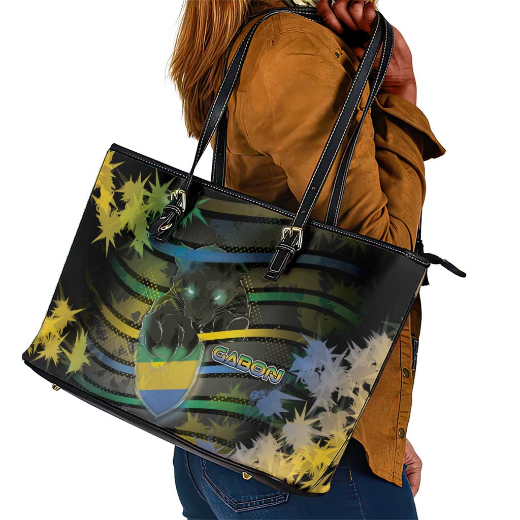 Gabon Leather Tote Bag Panther Strike Striped Style
