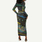 Personalized Gabon Long Sleeve Bodycon Dress Panther Strike Striped Style