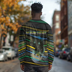 Personalized Gabon Long Sleeve Shirt Panther Strike Striped Style