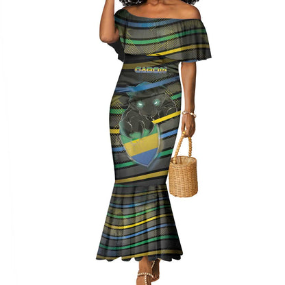 Personalized Gabon Mermaid Dress Panther Strike Striped Style