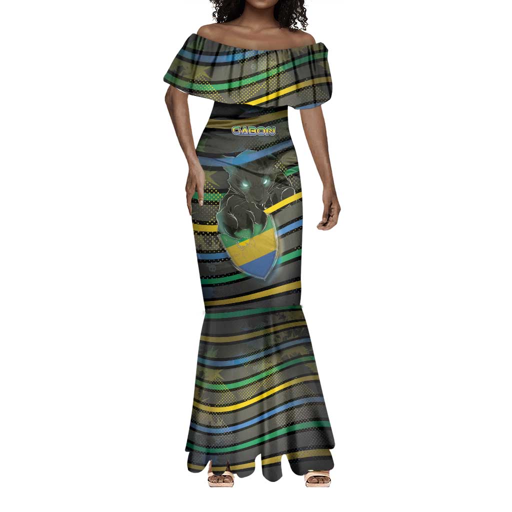 Personalized Gabon Mermaid Dress Panther Strike Striped Style
