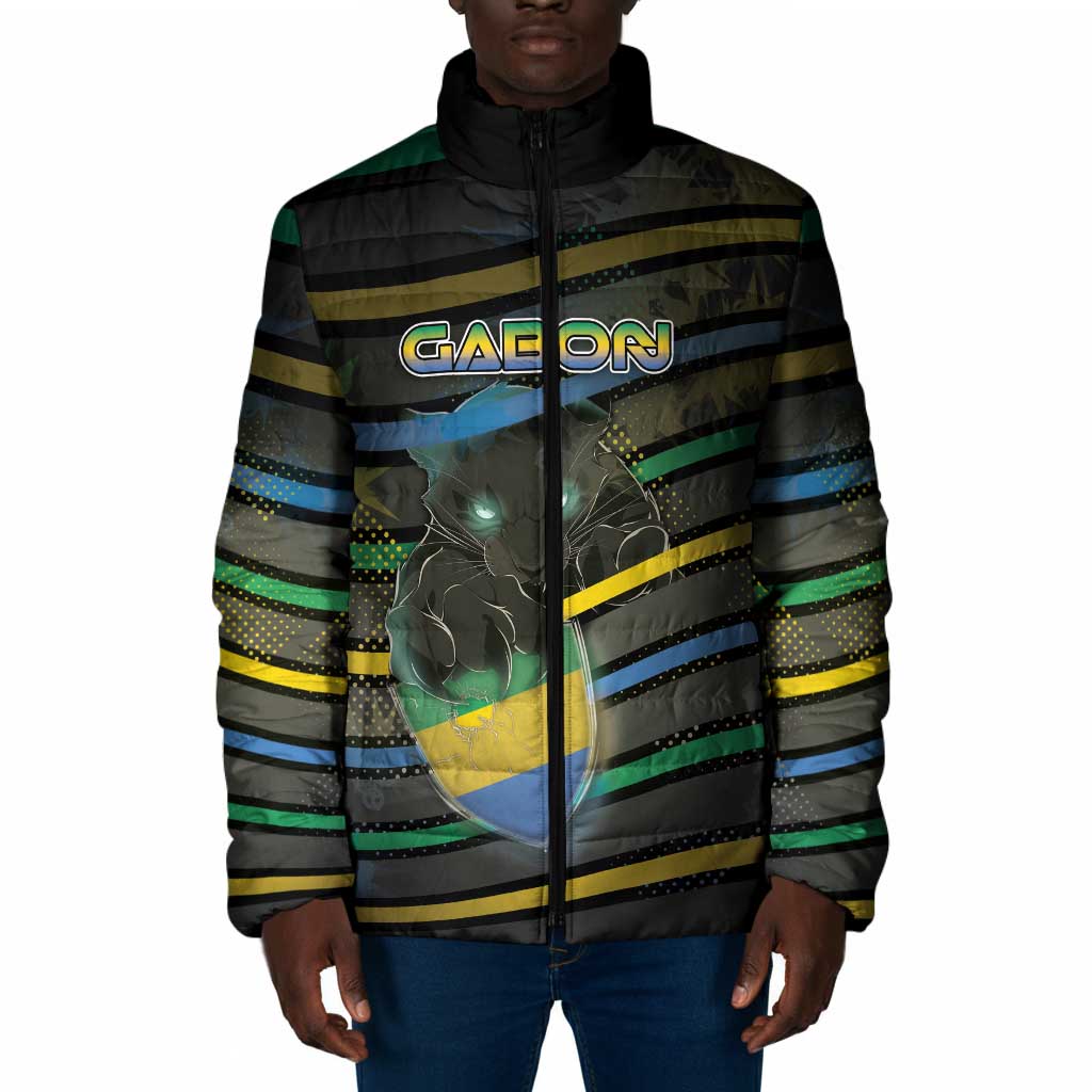 Personalized Gabon Padded Jacket Panther Strike Striped Style