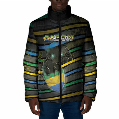 Personalized Gabon Padded Jacket Panther Strike Striped Style