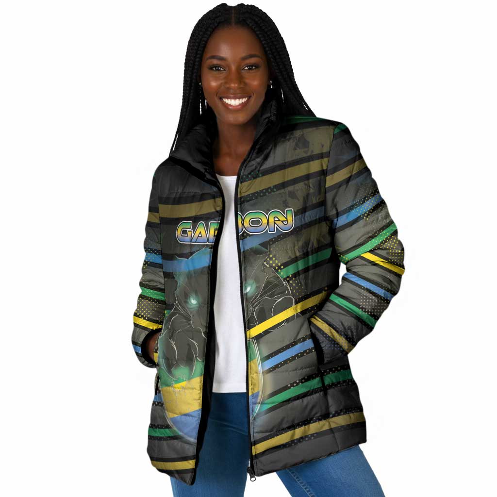 Personalized Gabon Padded Jacket Panther Strike Striped Style