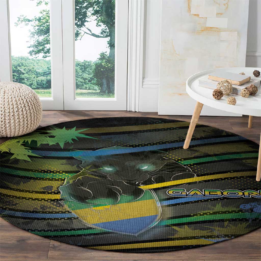 Gabon Round Carpet Panther Strike Striped Style