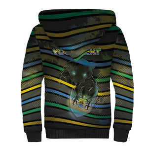 Personalized Gabon Sherpa Hoodie Panther Strike Striped Style