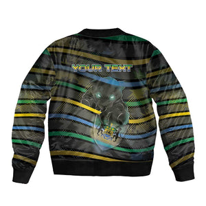 Personalized Gabon Sleeve Zip Bomber Jacket Panther Strike Striped Style