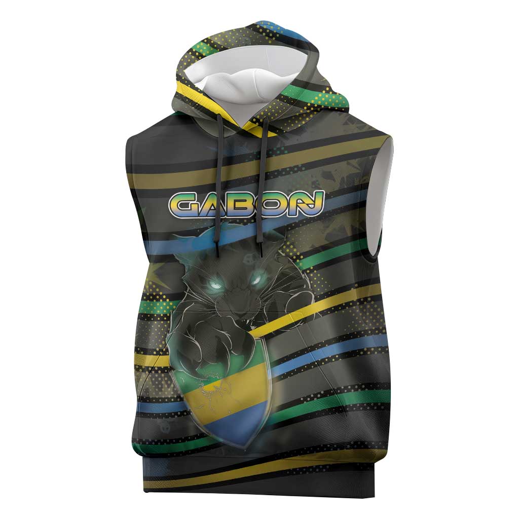Personalized Gabon Sleeveless Hoodie Panther Strike Striped Style