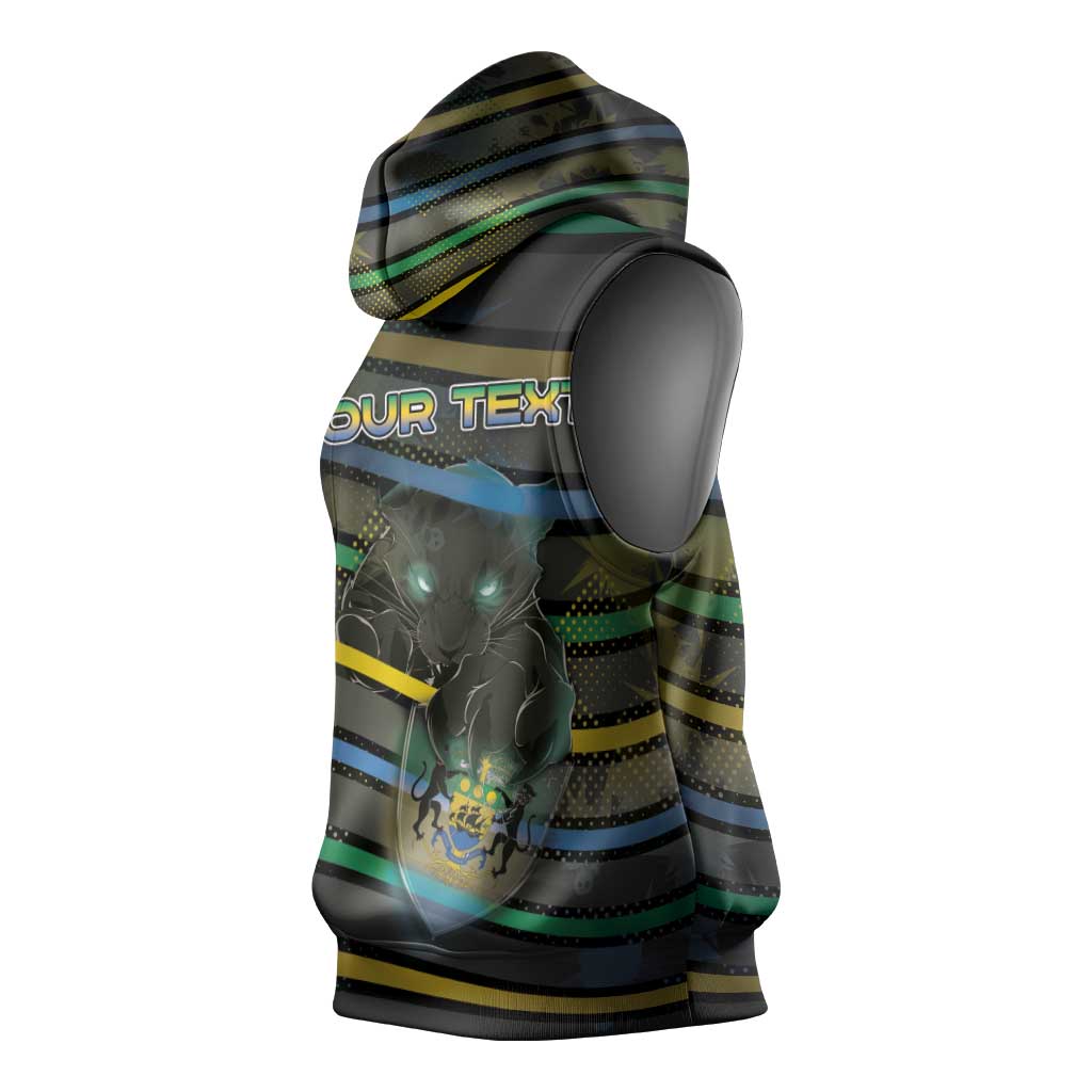 Personalized Gabon Sleeveless Hoodie Panther Strike Striped Style