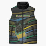 Personalized Gabon Sleeveless Puffer Jacket Panther Strike Striped Style