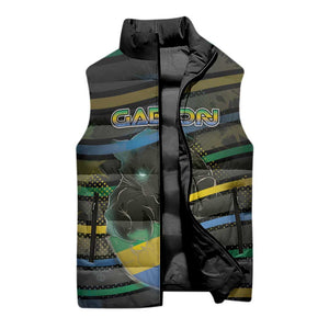 Personalized Gabon Sleeveless Puffer Jacket Panther Strike Striped Style