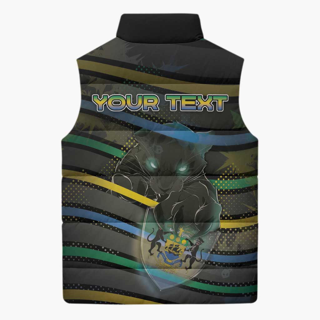 Personalized Gabon Sleeveless Puffer Jacket Panther Strike Striped Style