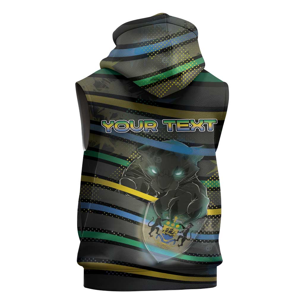Personalized Gabon Sleeveless Zip Hoodie Panther Strike Striped Style