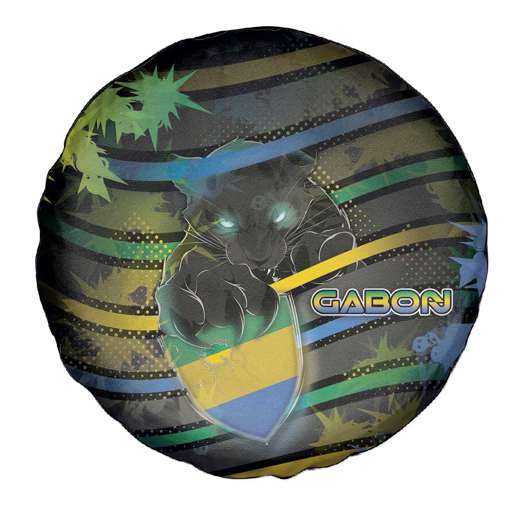 Gabon Spare Tire Cover Panther Strike Striped Style