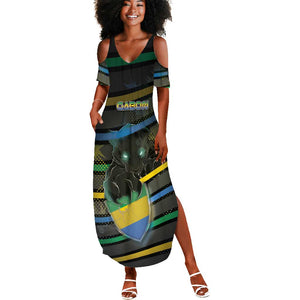 Personalized Gabon Summer Maxi Dress Panther Strike Striped Style