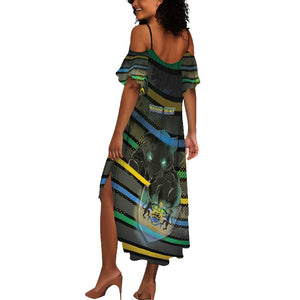 Personalized Gabon Summer Maxi Dress Panther Strike Striped Style