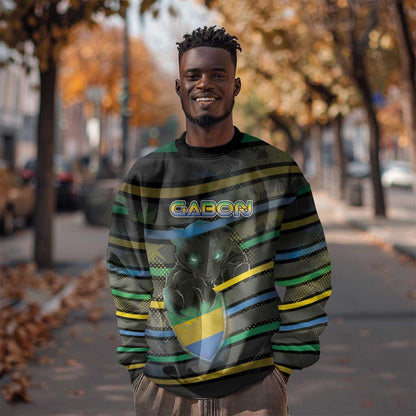 Personalized Gabon Sweatshirt Panther Strike Striped Style