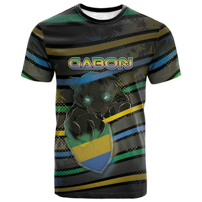 Personalized Gabon T shirt Panther Strike Striped Style