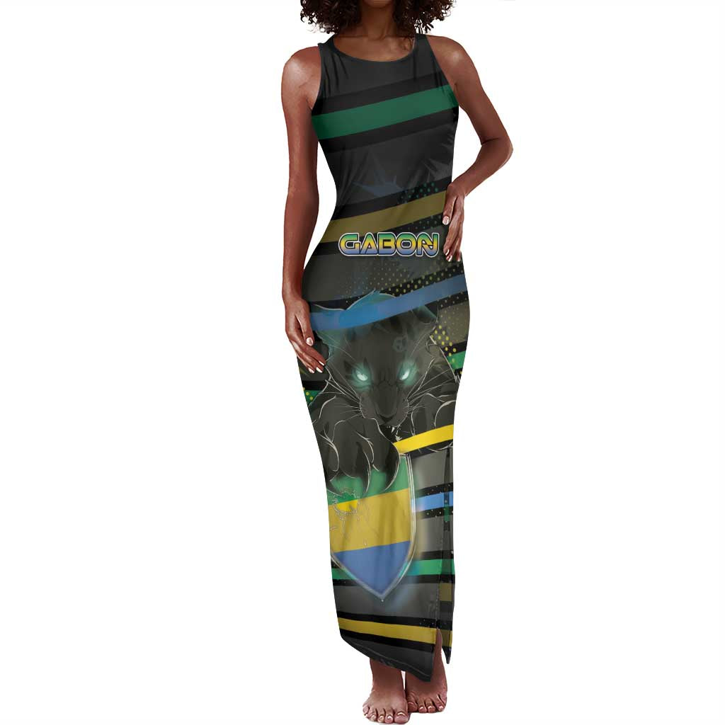 Personalized Gabon Tank Maxi Dress Panther Strike Striped Style