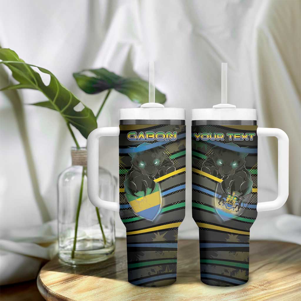Personalized Gabon Tumbler With Handle Panther Strike Striped Style
