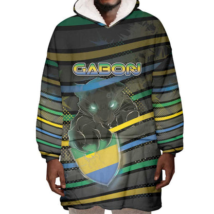 Personalized Gabon Wearable Blanket Hoodie Panther Strike Striped Style
