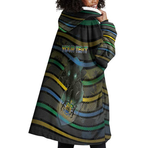 Personalized Gabon Wearable Blanket Hoodie Panther Strike Striped Style