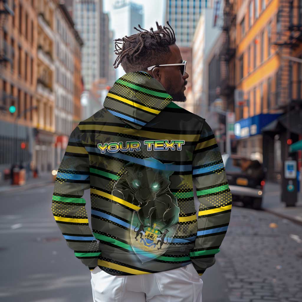 Personalized Gabon Zip Hoodie Panther Strike Striped Style