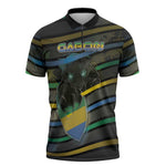 Personalized Gabon Zipper Polo Shirt Panther Strike Striped Style