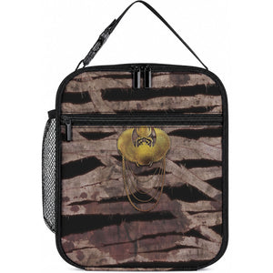 African Halloween Egypt Mummy Wrap Lunch Bag Golden Winged Scarab Badge