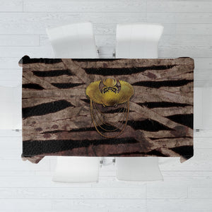 African Halloween Egypt Mummy Wrap Tablecloth Golden Winged Scarab Badge