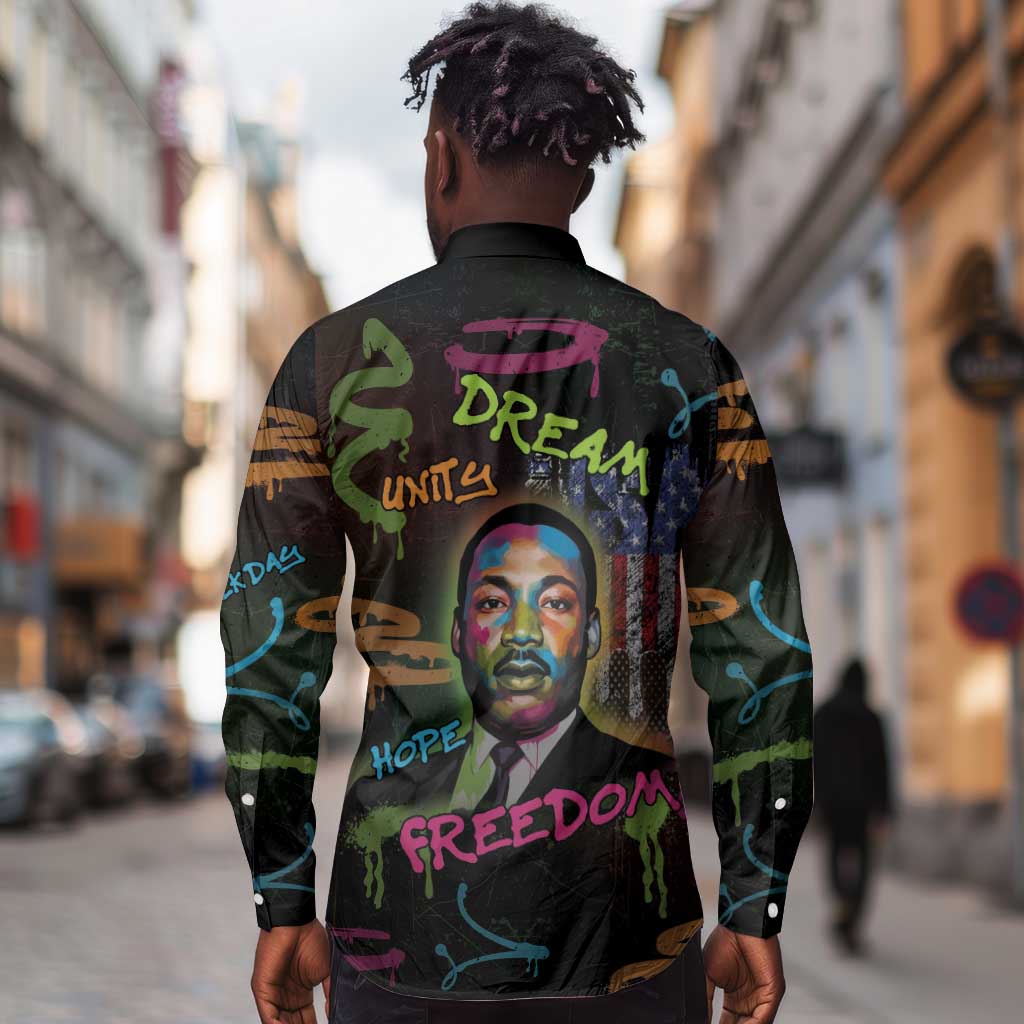 Martin Luther King Jr Day Long Sleeve Button Shirt What Are You Doing For Others - African Pride