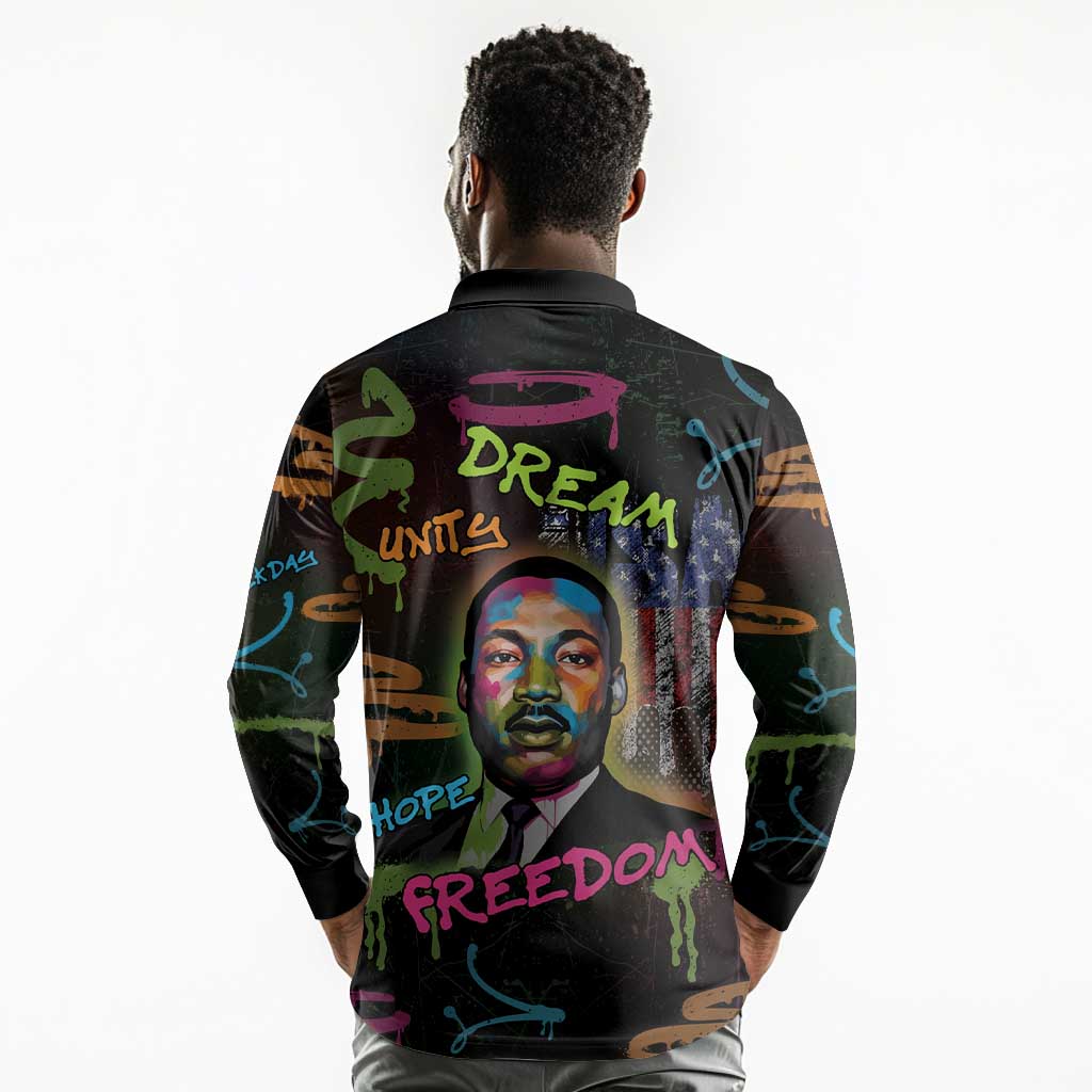 Martin Luther King Jr Day Long Sleeve Polo Shirt What Are You Doing For Others - African Pride