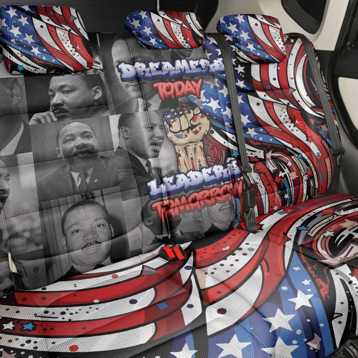 Martin Luther King Jr Day Back Car Seat Cover Dreamers Today Leaders Tomorrow - African Pride