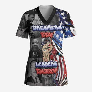 Martin Luther King Jr Day Scrub Top Dreamers Today Leaders Tomorrow - African Pride