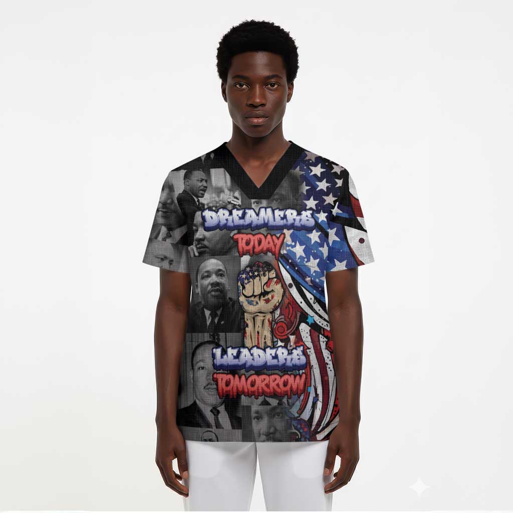 Martin Luther King Jr Day Scrub Top Dreamers Today Leaders Tomorrow - African Pride