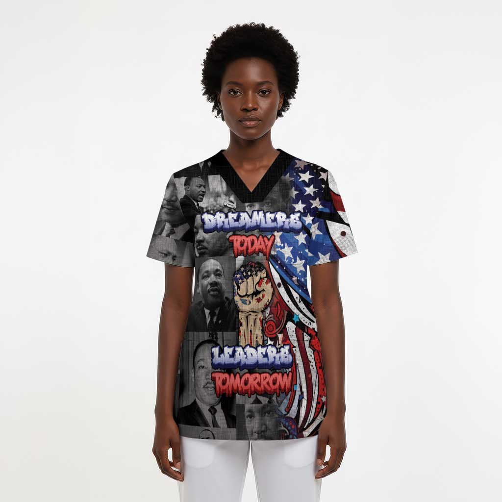 Martin Luther King Jr Day Scrub Top Dreamers Today Leaders Tomorrow - African Pride